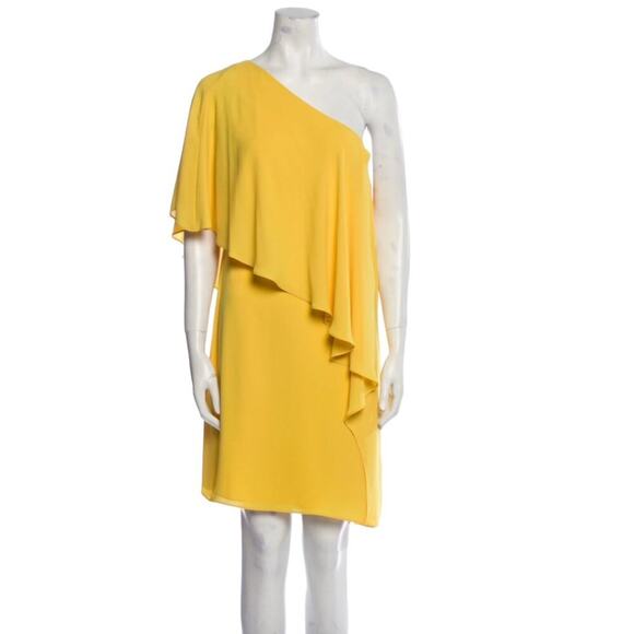 open lace back dress Mona One Shoulder Midi Dress  Halston